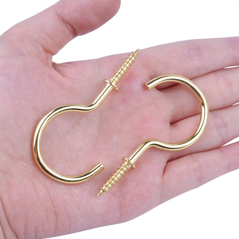 BronaGrand 20 Pieces Screw in Ceiling Hooks,2.8 inches Metal Cup Hook Hangers for Hanging Plants,Kitchen (Gold) - Image 4